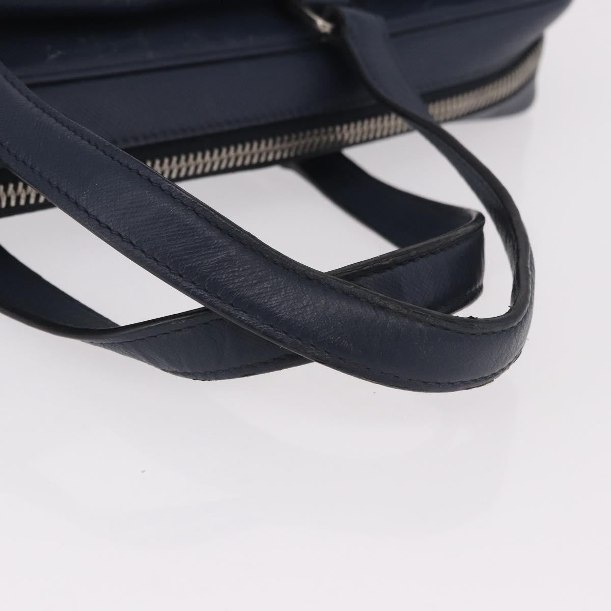 Prada Briefcase Leather Blue Leather Briefcase Bag (Pre-Owned)