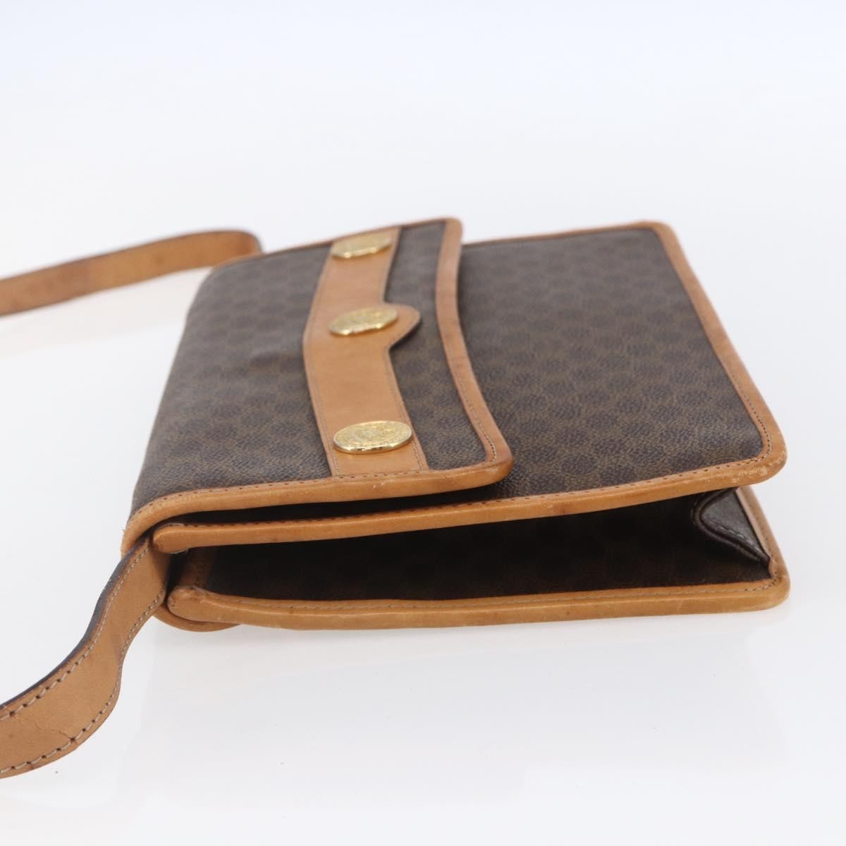 Celine Vintage Macadam Canvas And Leather Brown Canvas Shoulder Bag Bag (Pre-Owned)