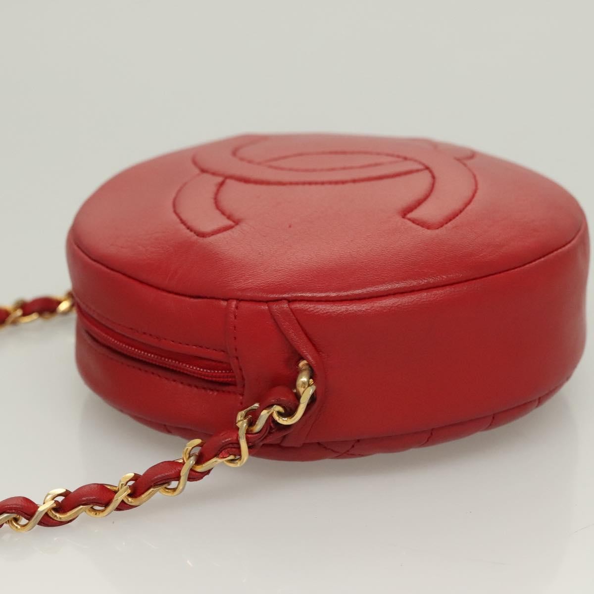 Chanel Vintage Round Tassel Quilted Lambskin Red Leather Shoulder Bag Bag (Pre-Owned)
