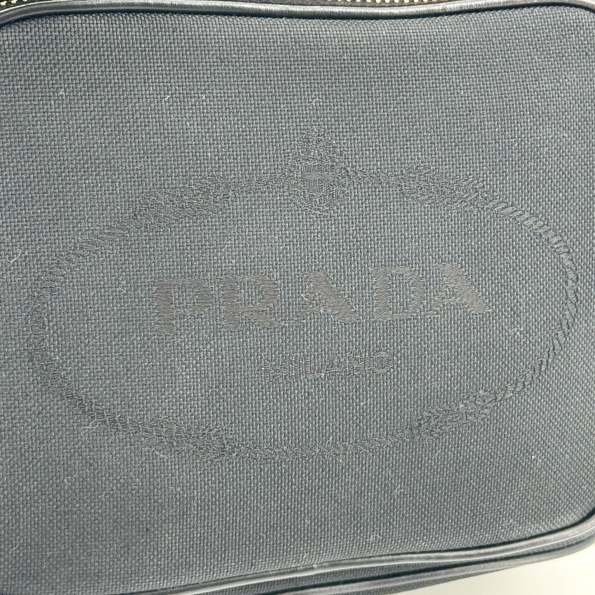 Prada Duet Drawstring Bucket Tessuto Black Canvas Handbag (Pre-Owned)