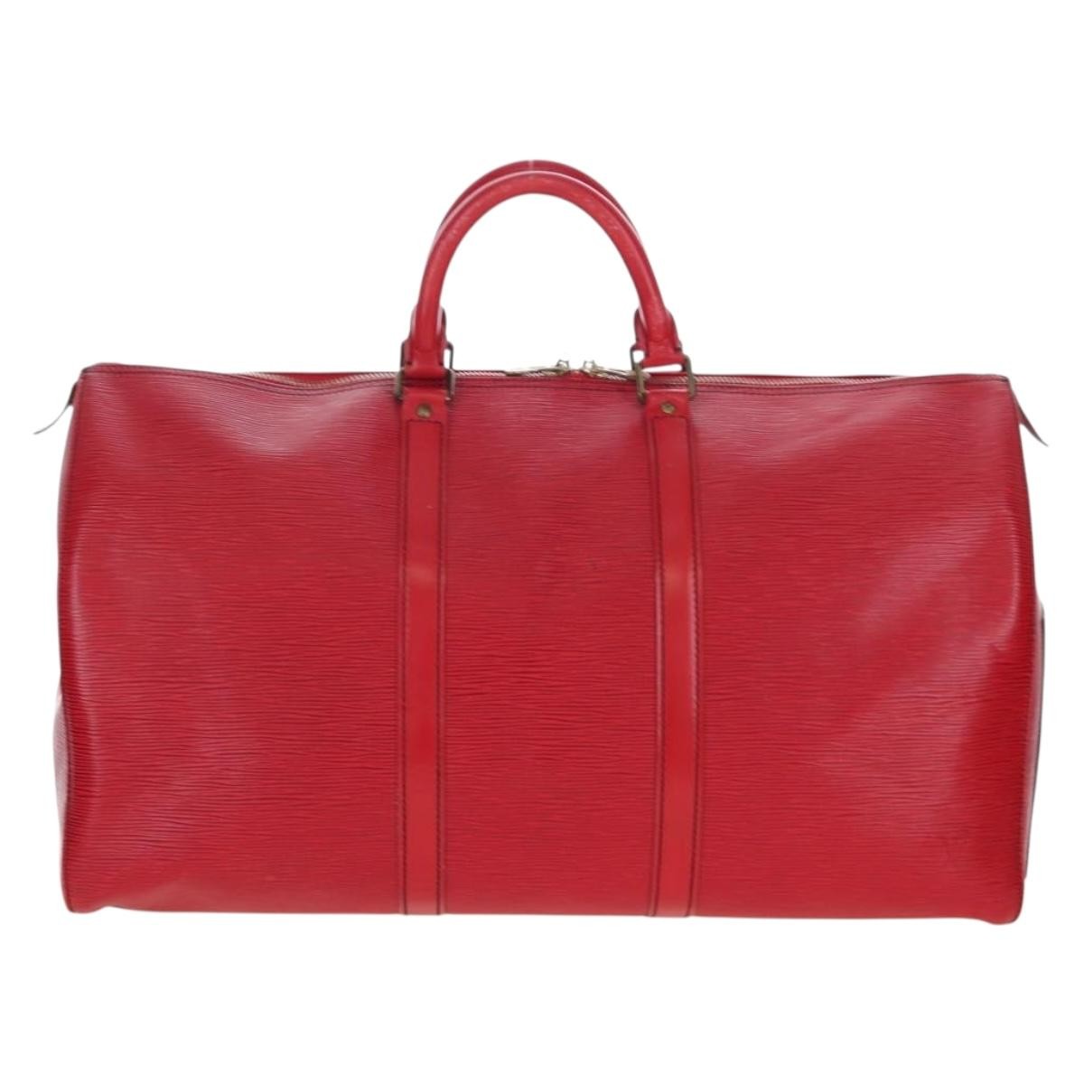 Louis Vuitton Keepall Epi Leather Red Leather Travel Bag Bag (Pre-Owned)