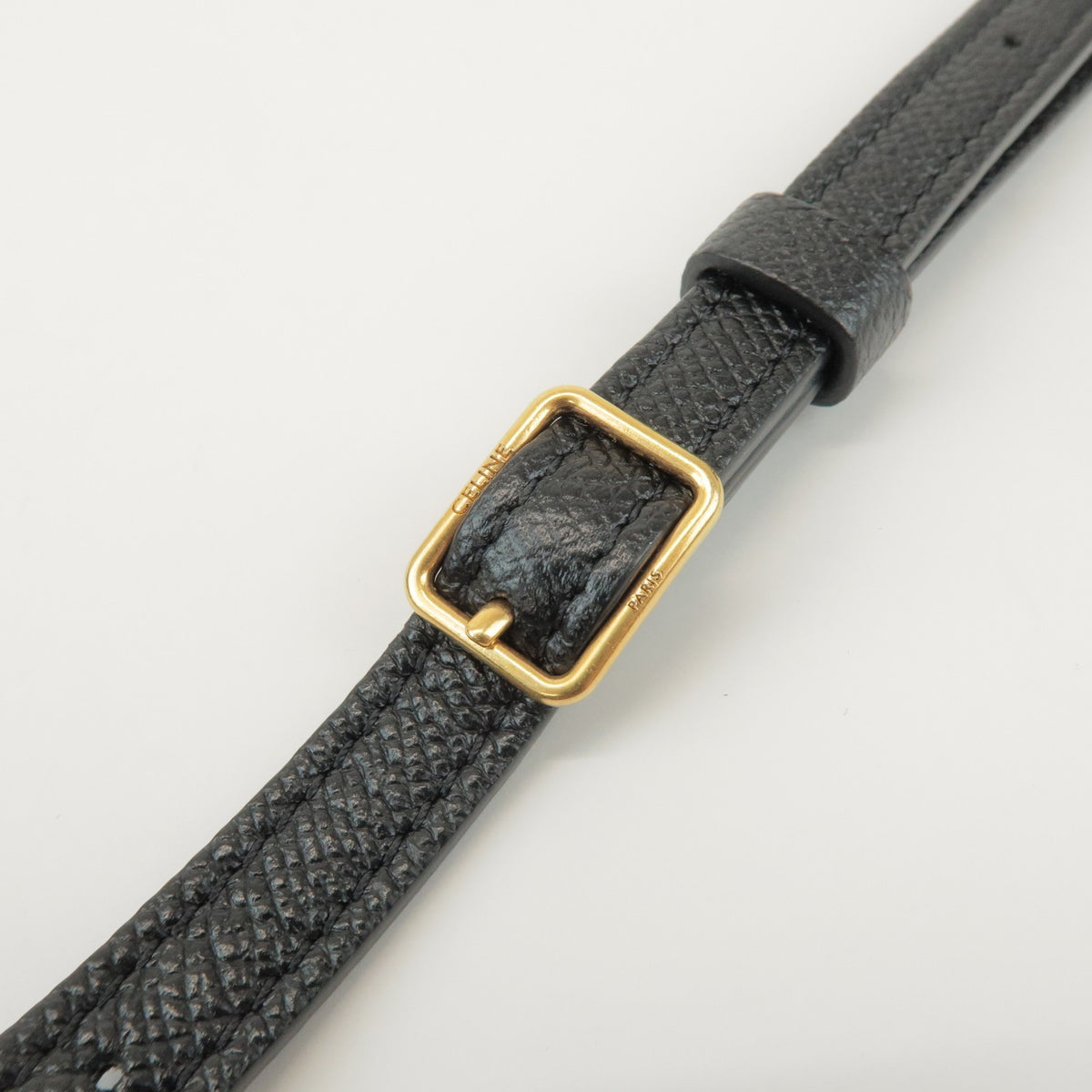 Celine Belt Textured Leather Black Leather Handbag (Pre-Owned)