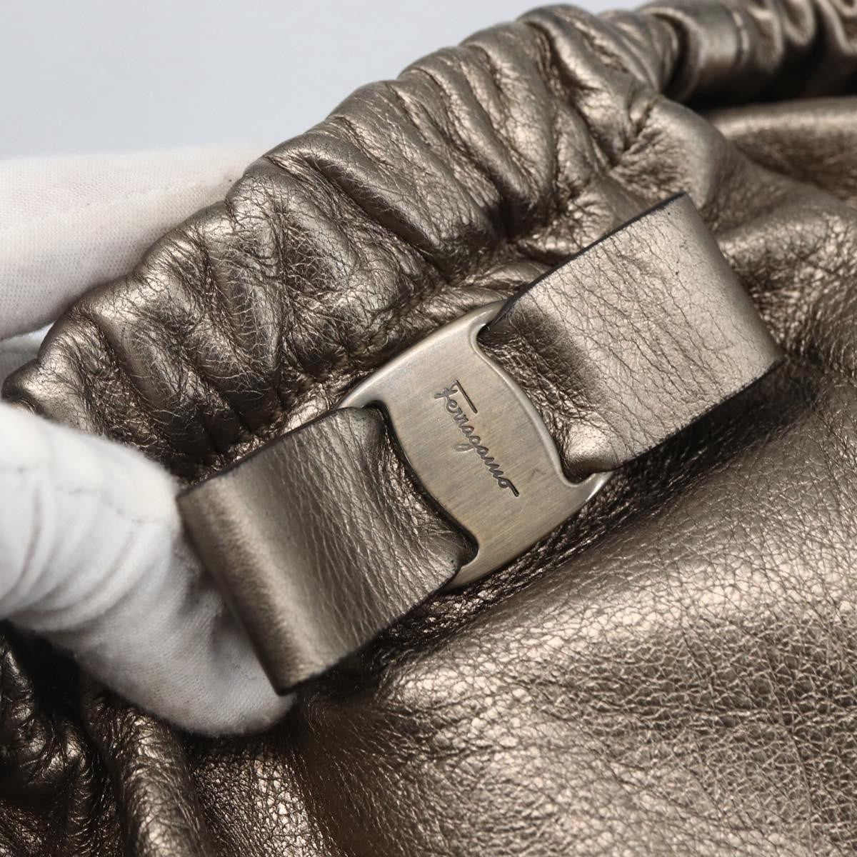 Salvatore Ferragamo Vala Leather Gold Leather Handbag (Pre-Owned)