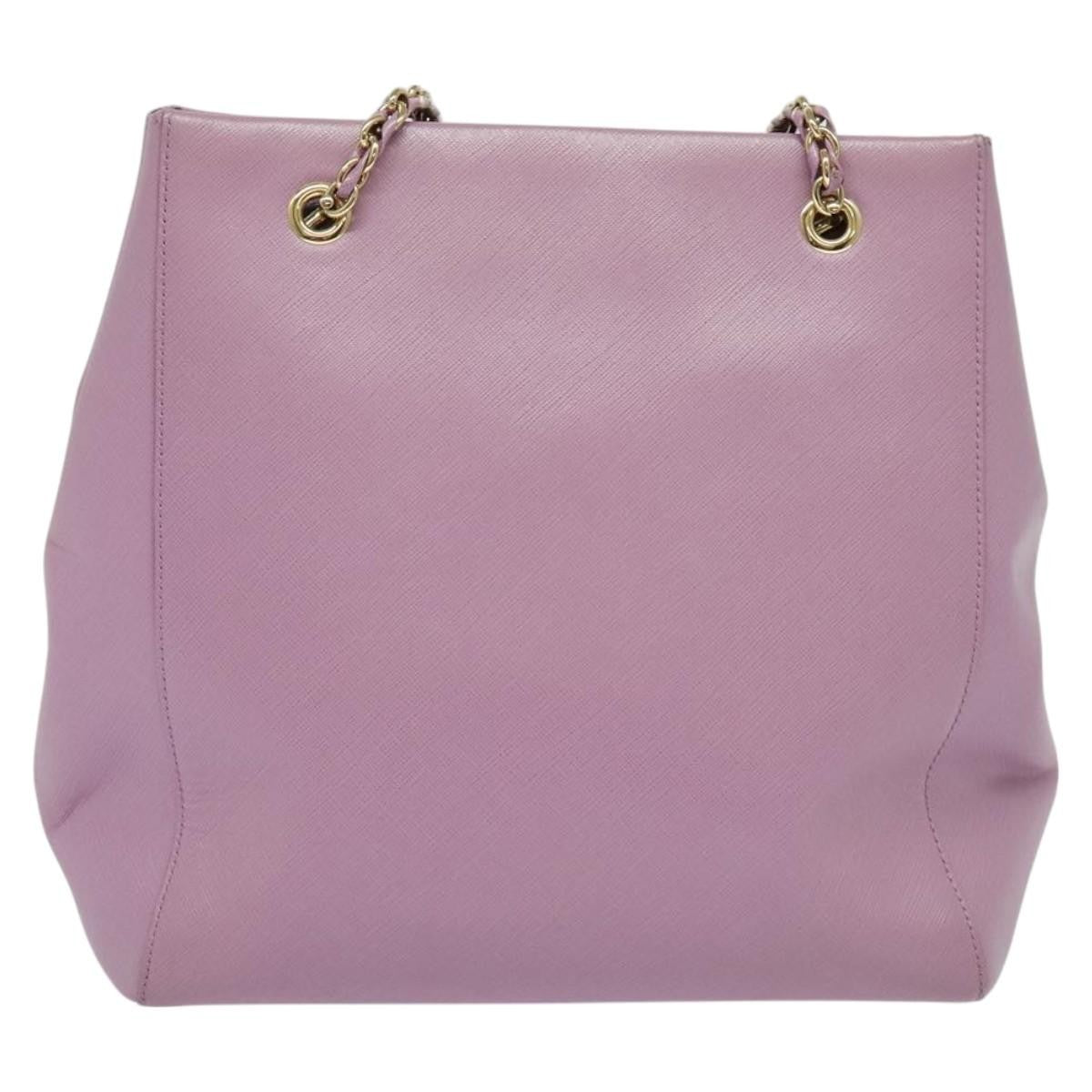 Salvatore Ferragamo Vara Bow Chain Tote Leather Purple Leather Tote Bag Bag (Pre-Owned)