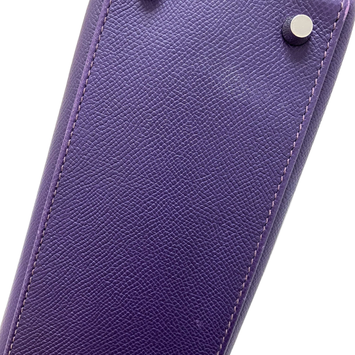 Hermes Kelly Purple Epsom With Palladium Hardware Purple Leather Handbag (Pre-Owned)