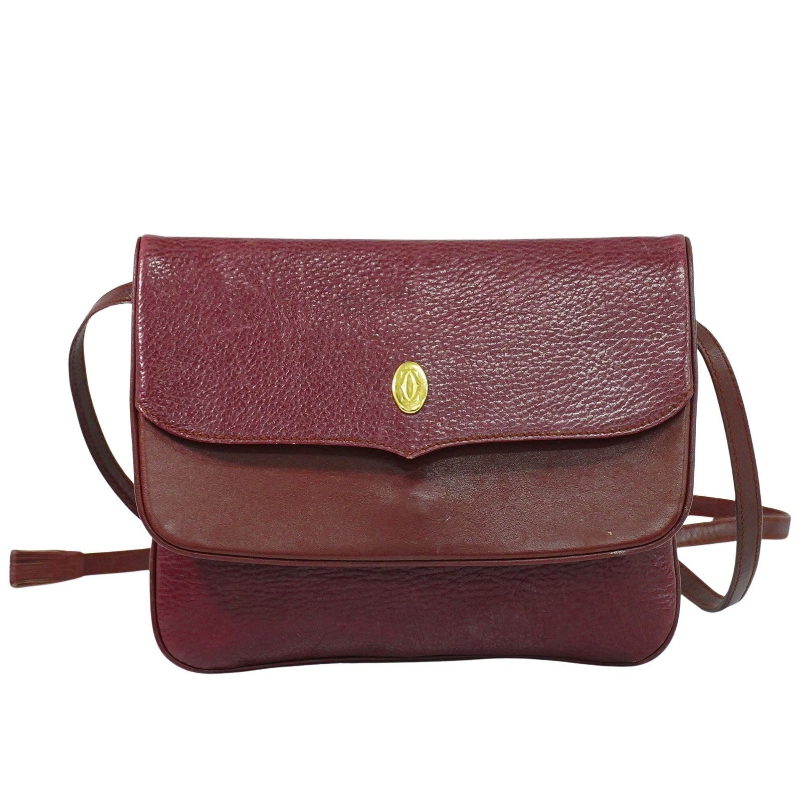 Cartier Must De Cartier Leather Burgundy Leather Shoulder Bag Bag (Pre-Owned)