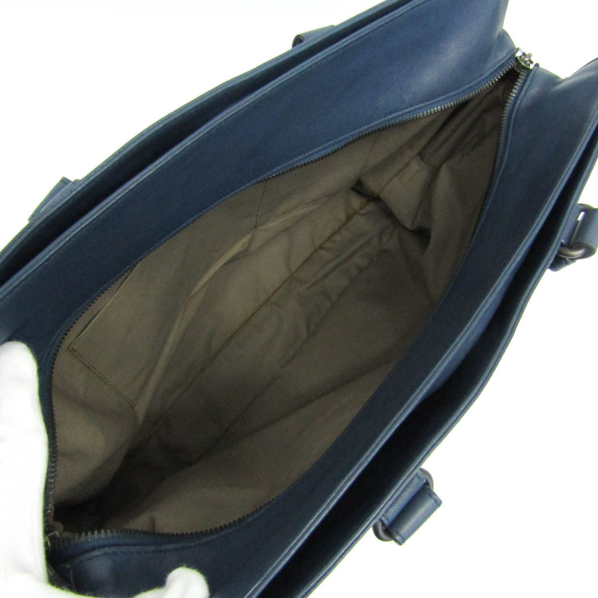 Bottega Veneta Intrecciato Leather Navy Leather Briefcase Bag (Pre-Owned)