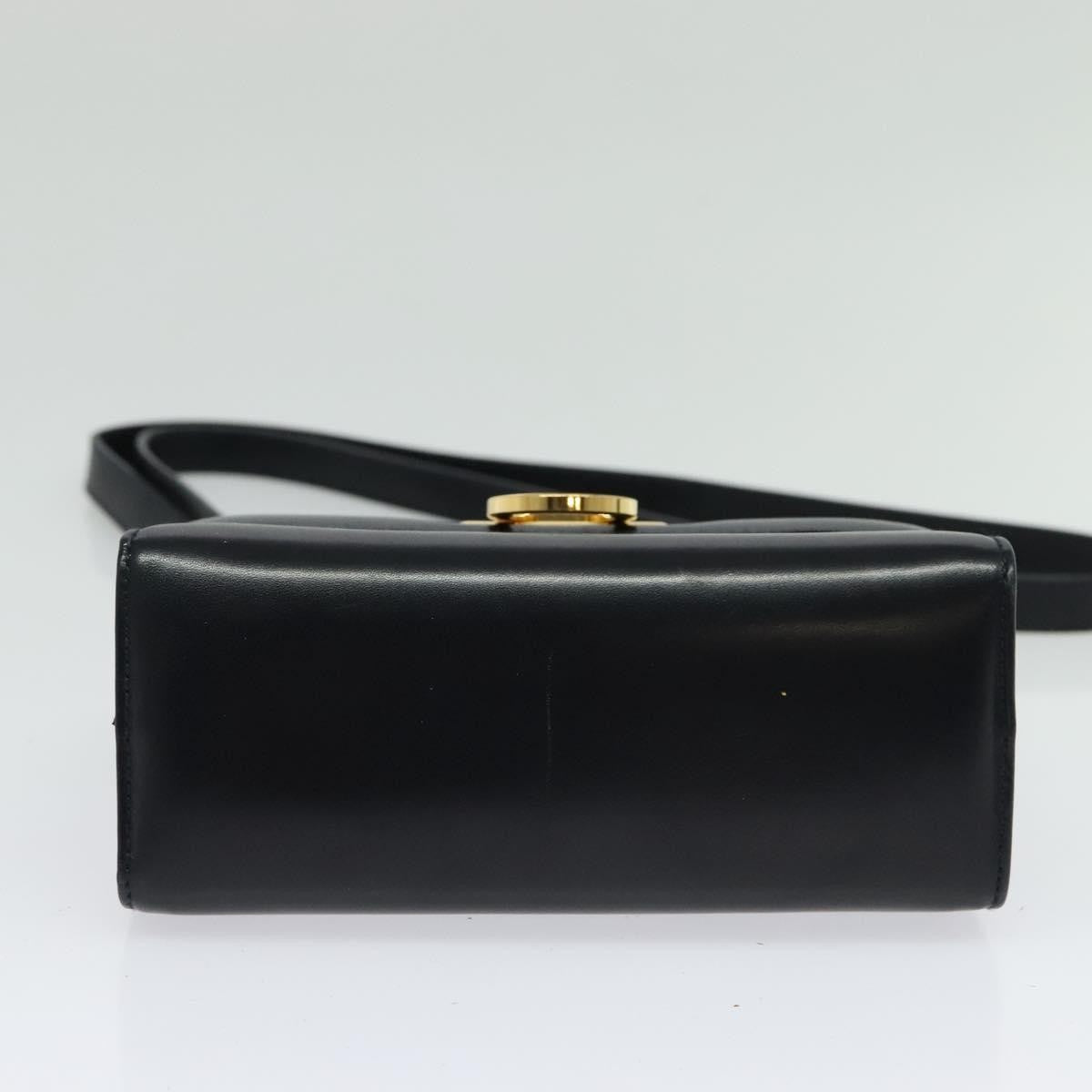 Salvatore Ferragamo Gancini Leather Black Leather Shoulder Bag Bag (Pre-Owned)