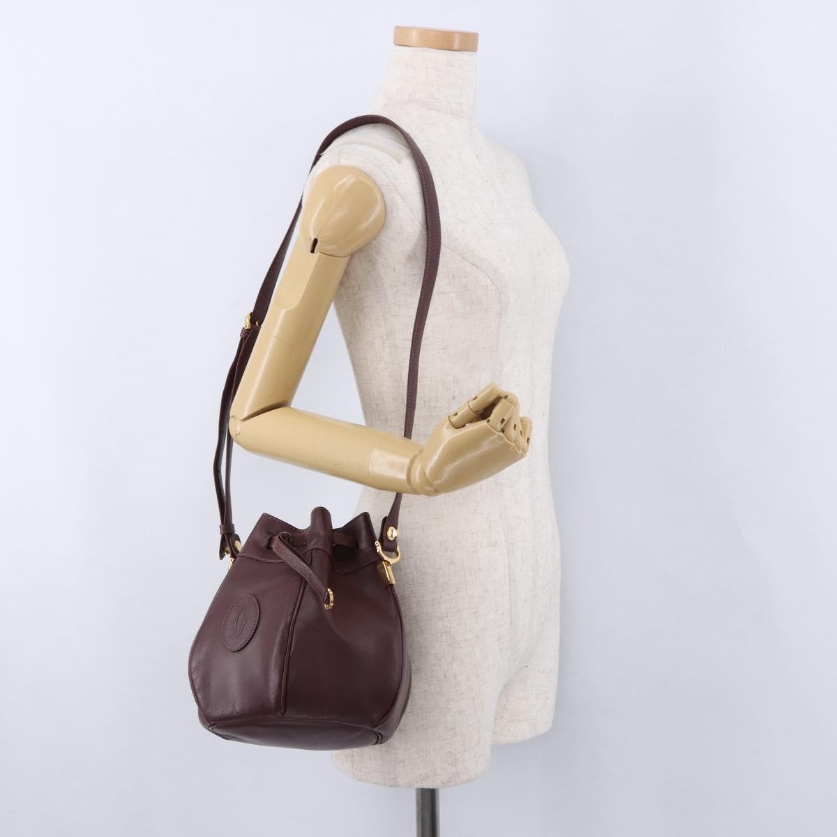 Cartier Must De Cartier Leather Burgundy Leather Shoulder Bag Bag (Pre-Owned)