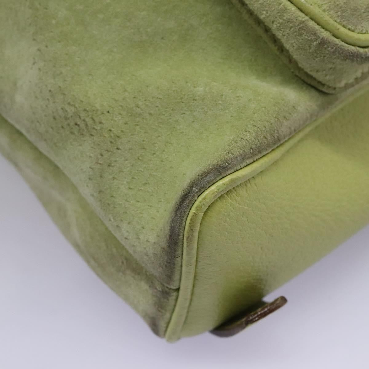 Gucci Gucci Bamboo Daim Green Suede Backpack Bag (Pre-Owned)