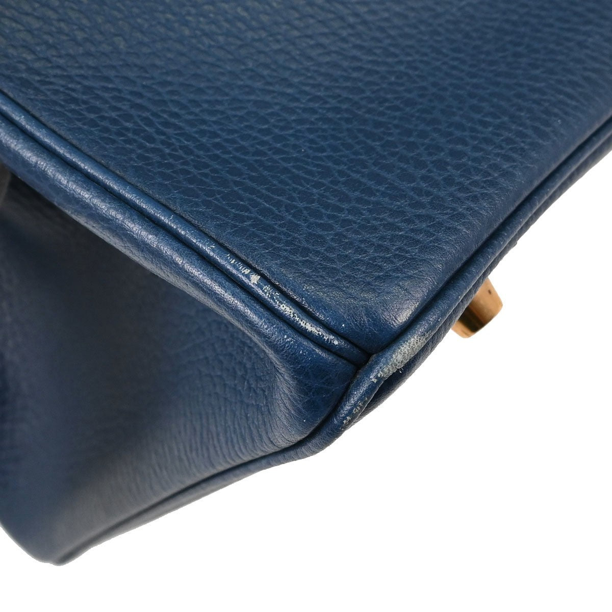Hermes Birkin Blue Ardennes With Gold Hardware Blue Leather Handbag (Pre-Owned)