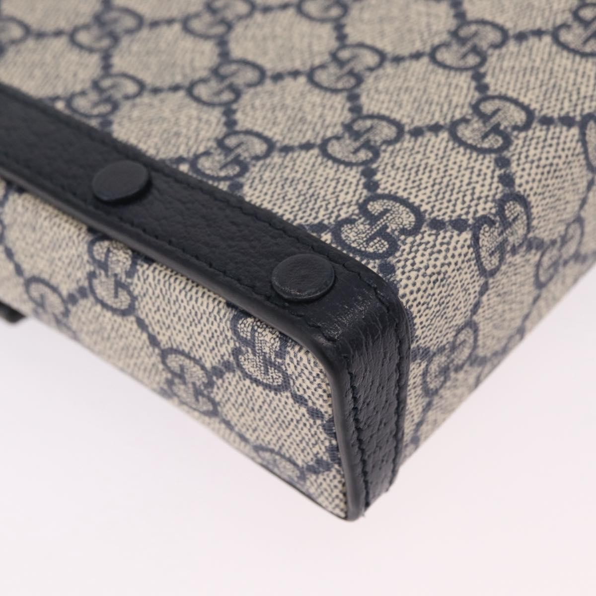 Gucci Horsebit 1955 Gg Coated Canvas With Leather Navy Canvas Crossbody Bag Bag (Pre-Owned)