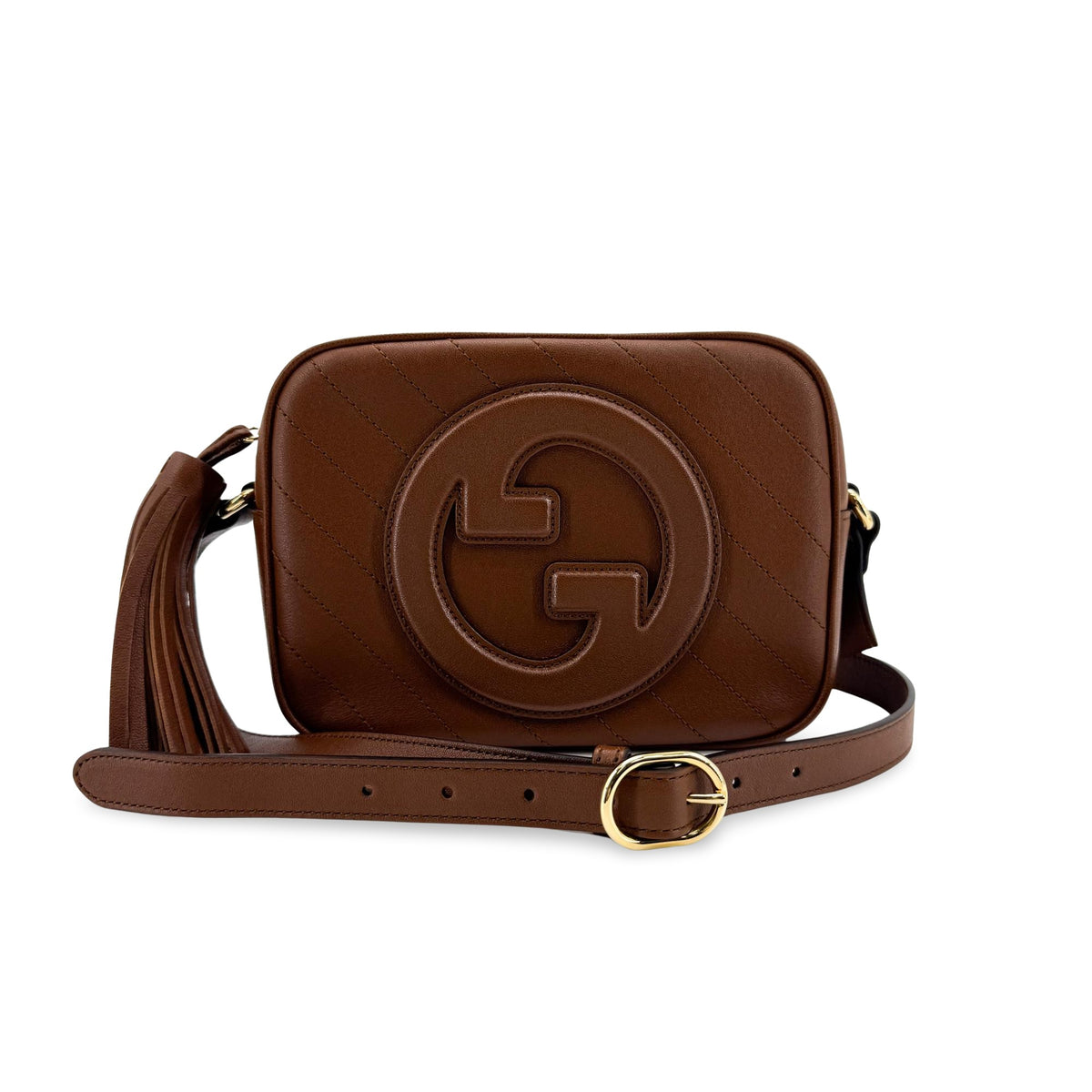 Gucci Blondie Nm Camera Diagonal Quilted Leather Brown Leather Shoulder Bag Bag (Pre-Owned)