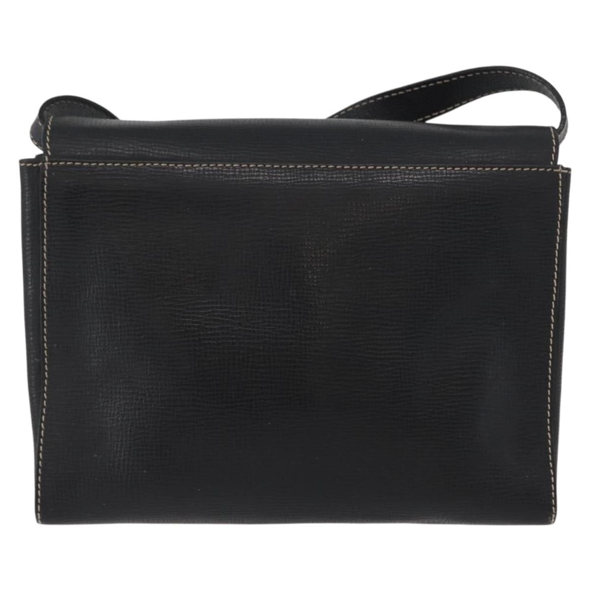 Celine Circle Logo Leather Black Leather Shoulder Bag Bag (Pre-Owned)