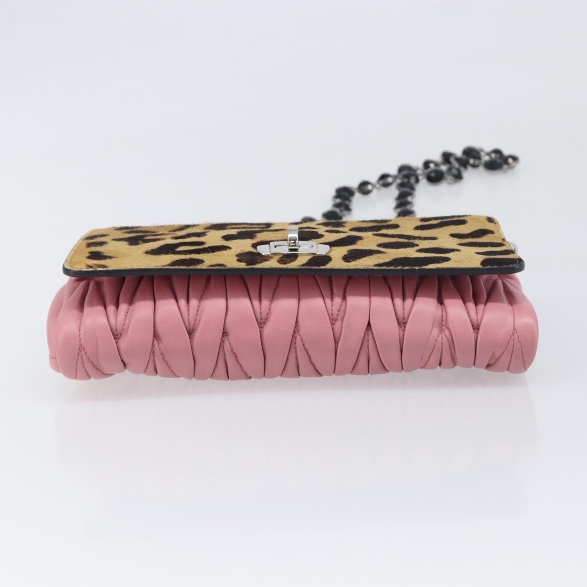 Miu Miu Convertible Flap Haircalf & Matelassé Nappa Leather Pink Calfskin Crossbody Bag Bag (Pre-Owned)
