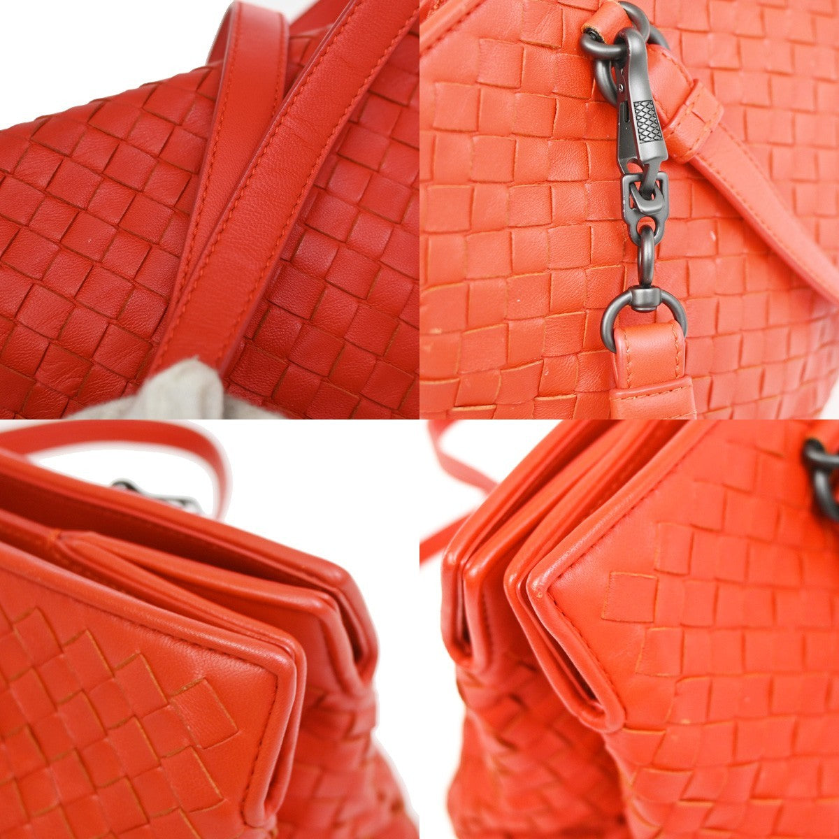 Bottega Veneta 2-Pocket Convertible Intrecciato Nappa Red Leather Tote Bag Bag (Pre-Owned)