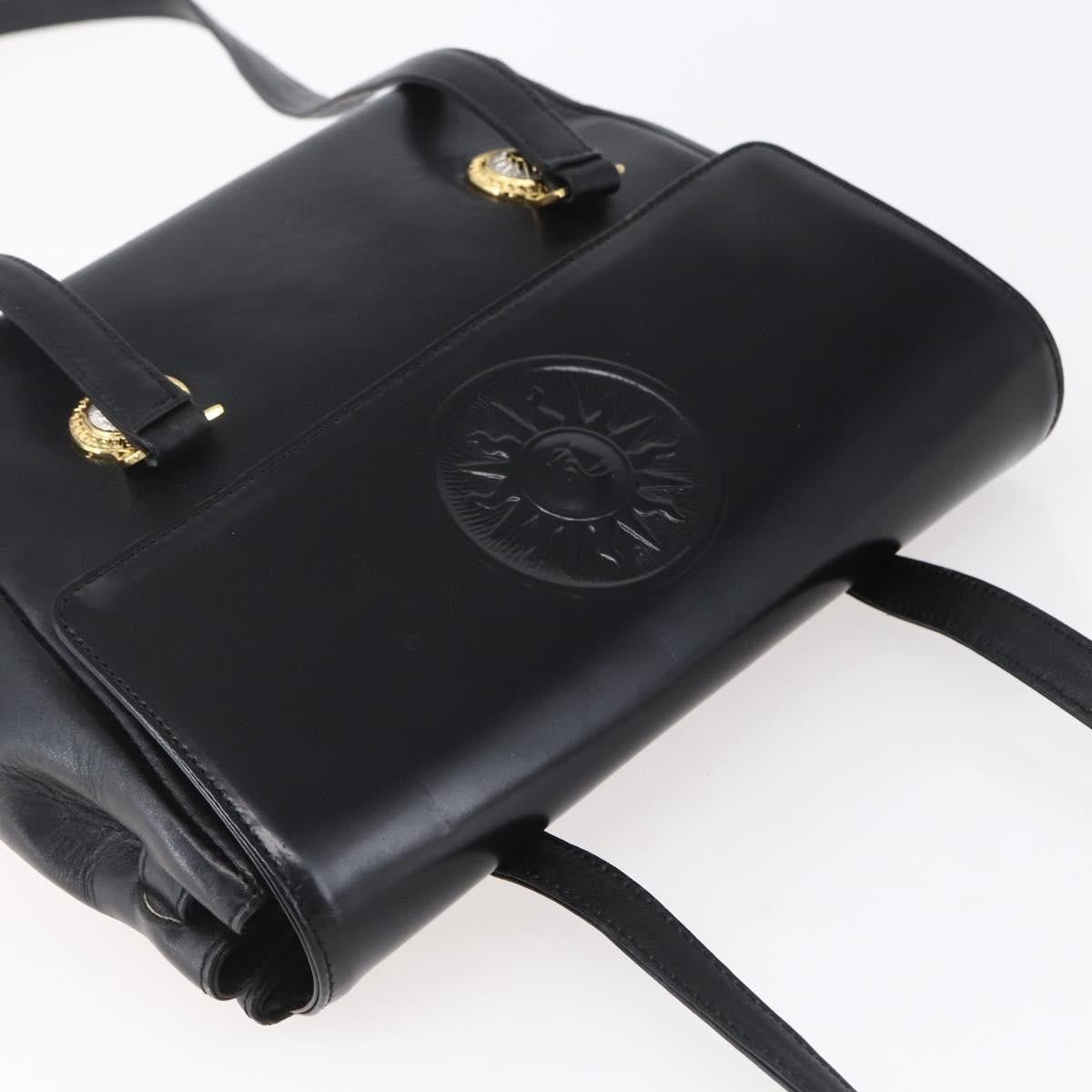 Versace Vintage Leather Black Leather Shoulder Bag Bag (Pre-Owned)