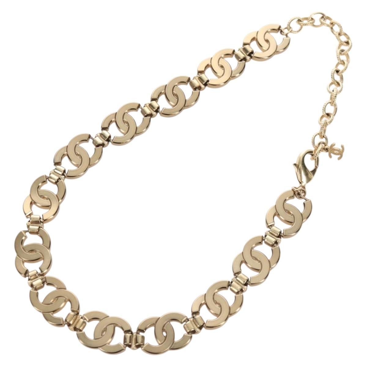 Chanel Cc Link Choker Metal With Crystals Gold Metal Necklace Jewelry (Pre-Owned)