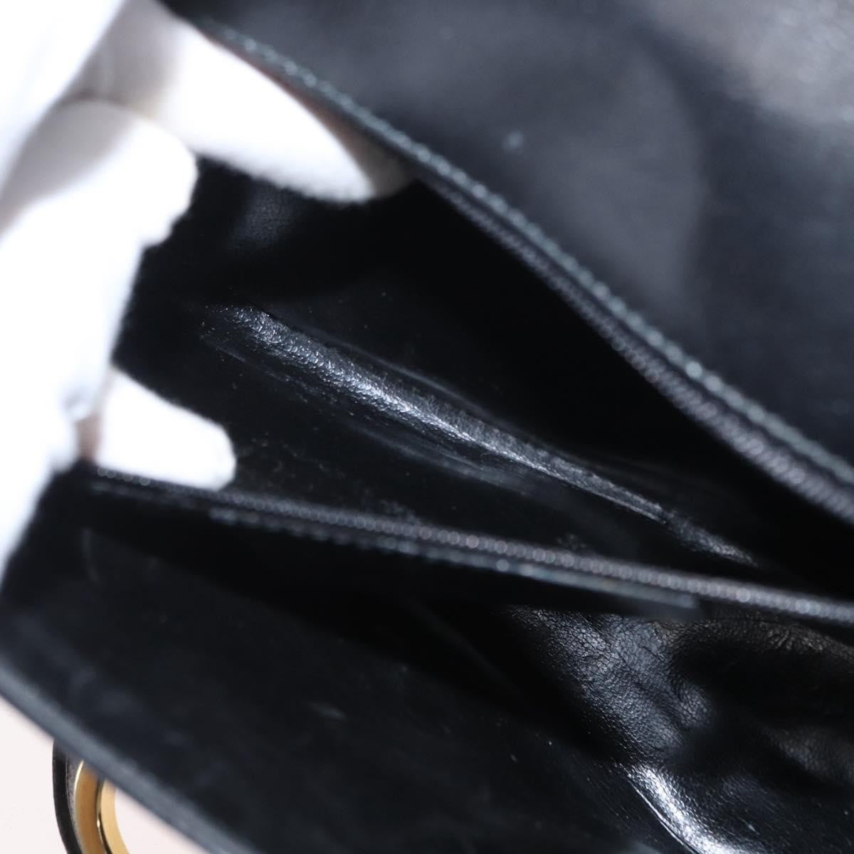 Salvatore Ferragamo Vintage Gancini Flap Leather Black Leather Shoulder Bag Bag (Pre-Owned)