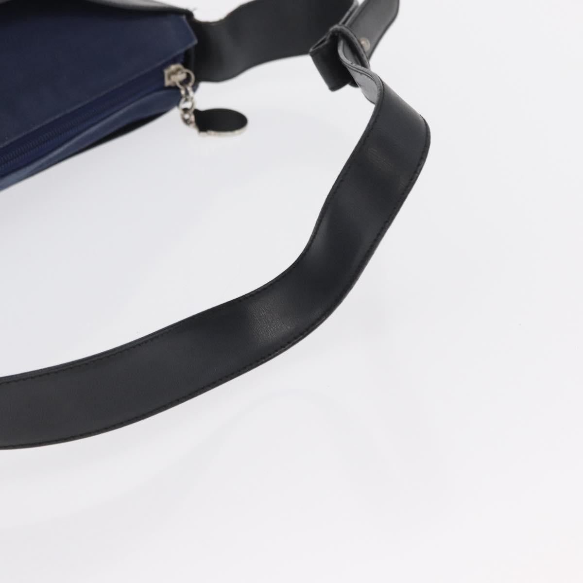 Salvatore Ferragamo Cut Out Canvas And Leather Navy Canvas Shoulder Bag Bag (Pre-Owned)