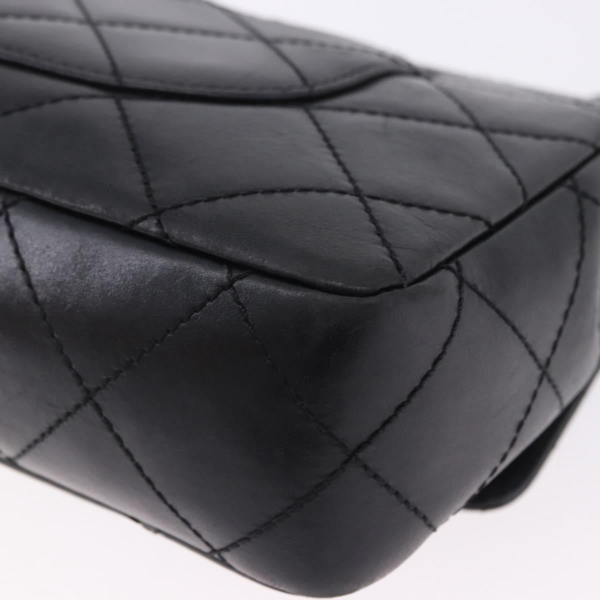 Chanel Chain Flap Quilted Leather Black Leather Shoulder Bag Bag (Pre-Owned)