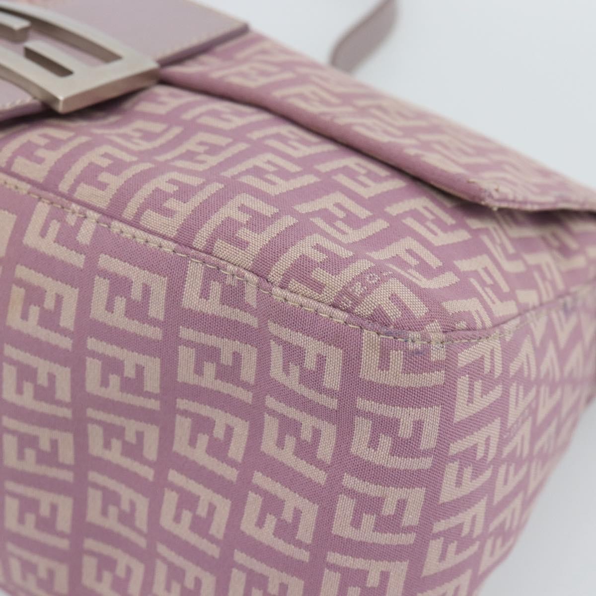 Fendi Mamma Baguette Zucca Jacquard Velvet Pink Canvas Shoulder Bag Bag (Pre-Owned)