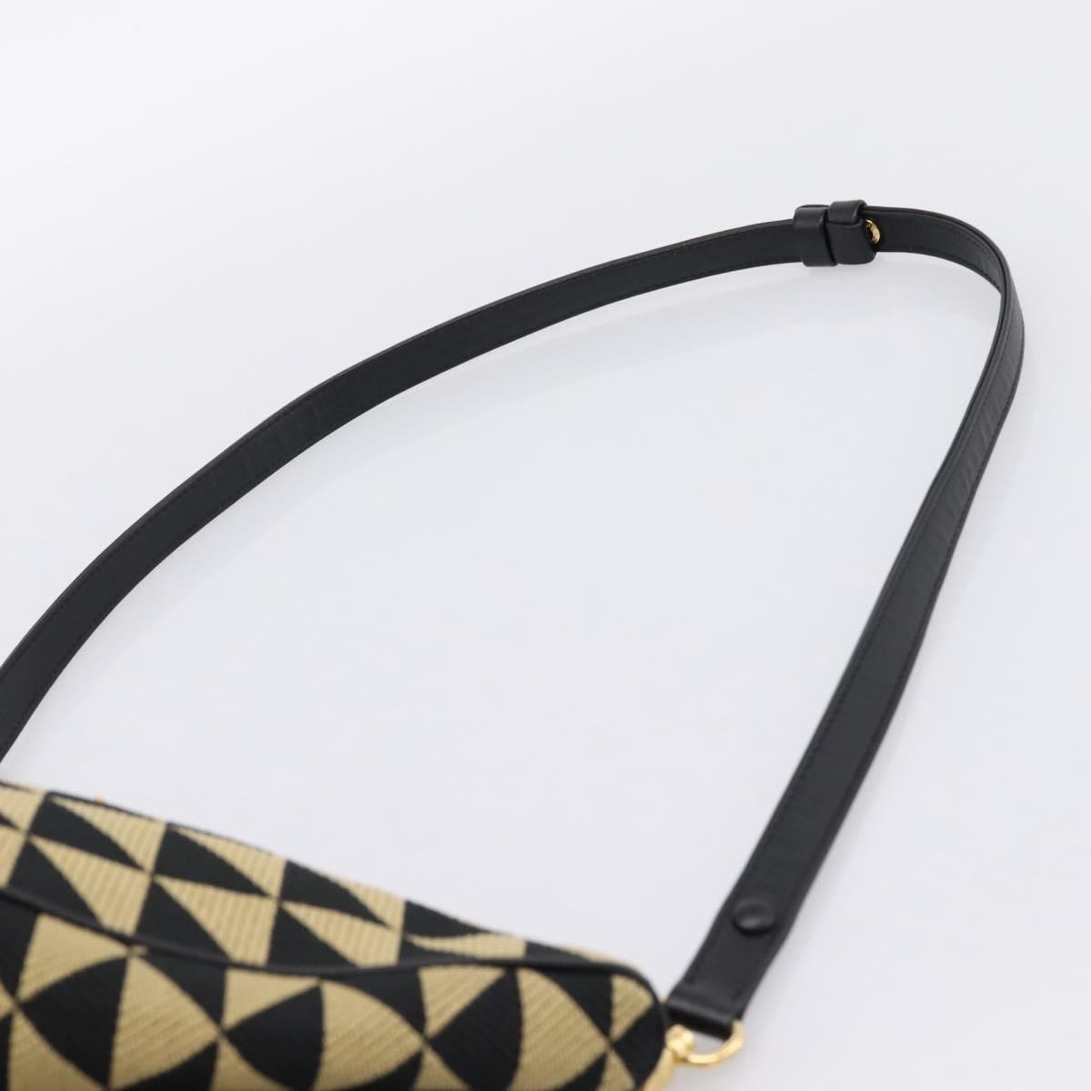Prada Symbole Triangle Jacquard Beige Canvas Handbag (Pre-Owned)