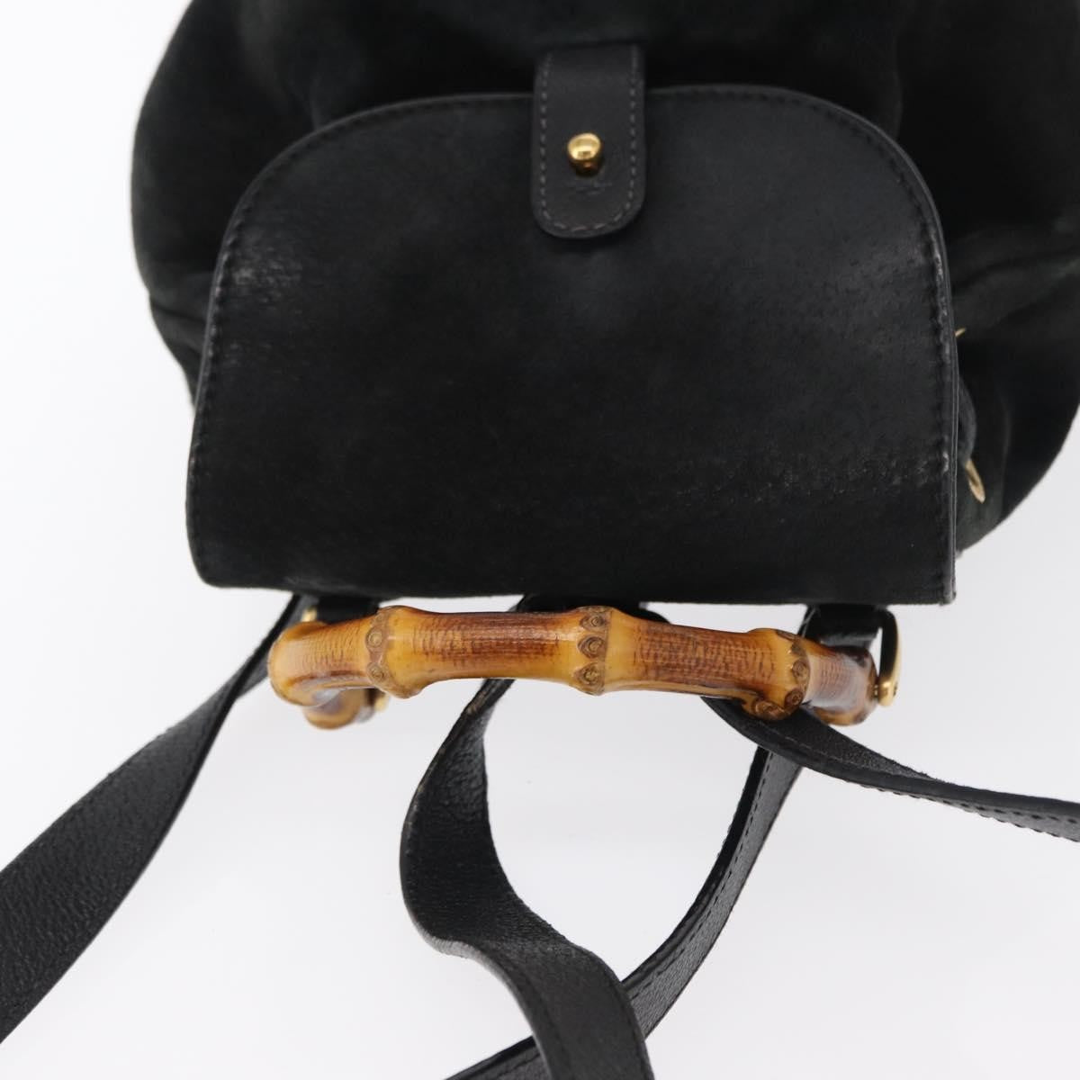Gucci Vintage Bamboo Suede Black Suede Backpack Bag (Pre-Owned)