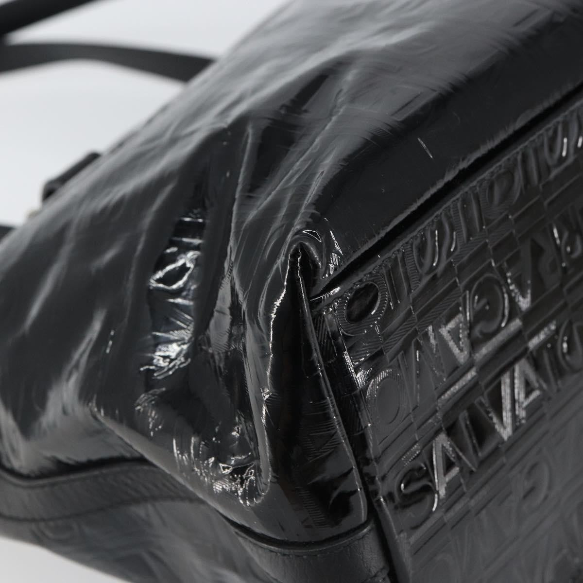 Salvatore Ferragamo Gancini Tote Patent Leather Black Patent_Leather Tote Bag Bag (Pre-Owned)