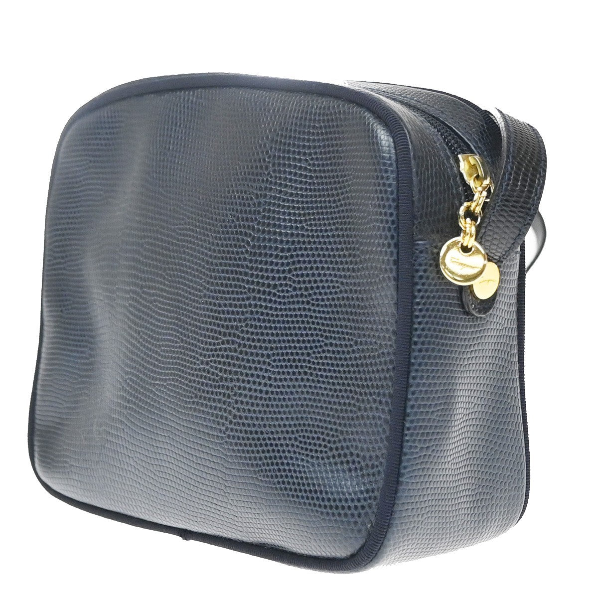 Salvatore Ferragamo Vara Bow Camera Leather Navy Leather Shoulder Bag Bag (Pre-Owned)