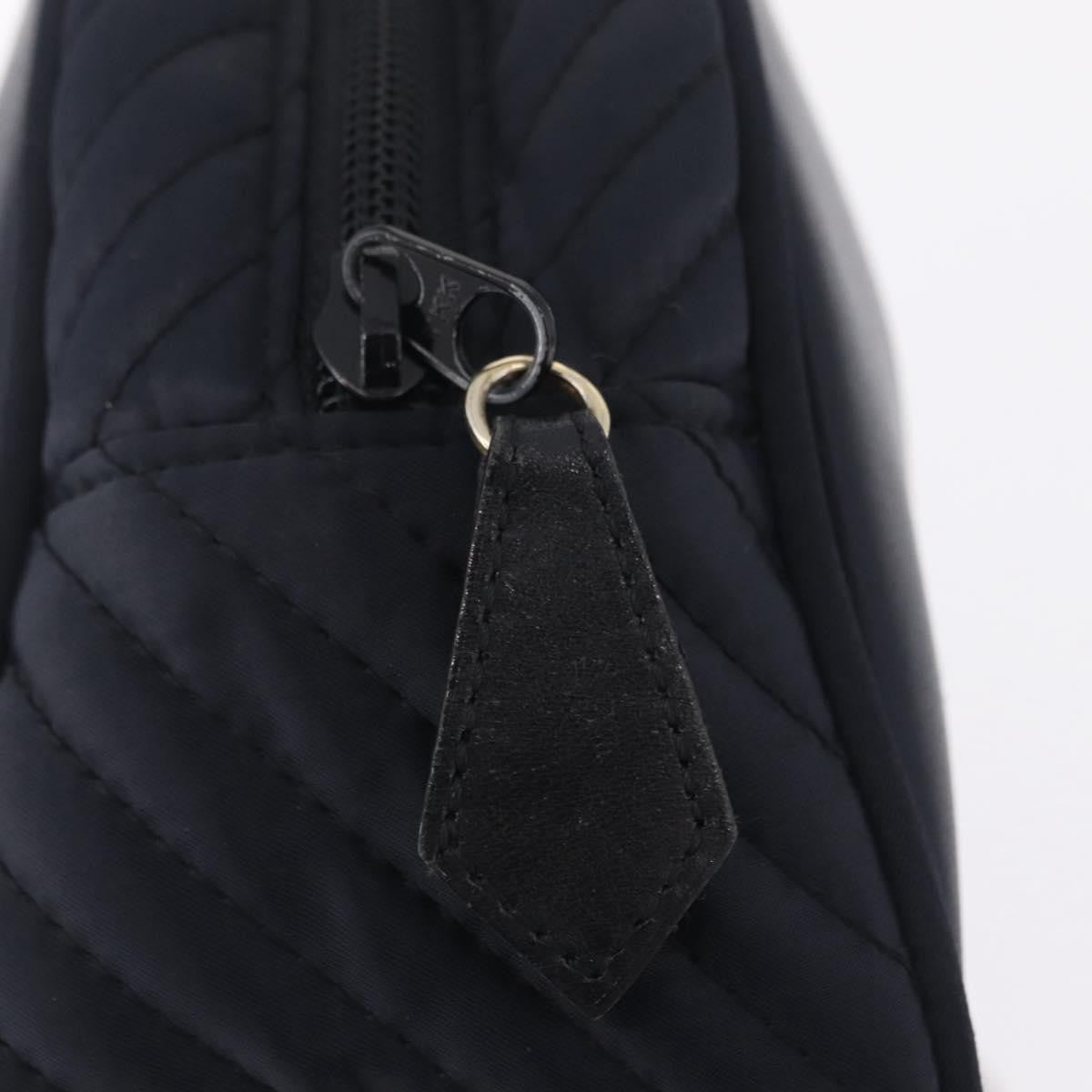 Saint Laurent Vintage Quilted Top Handle Bag Nylon Navy Nylon Handbag (Pre-Owned)