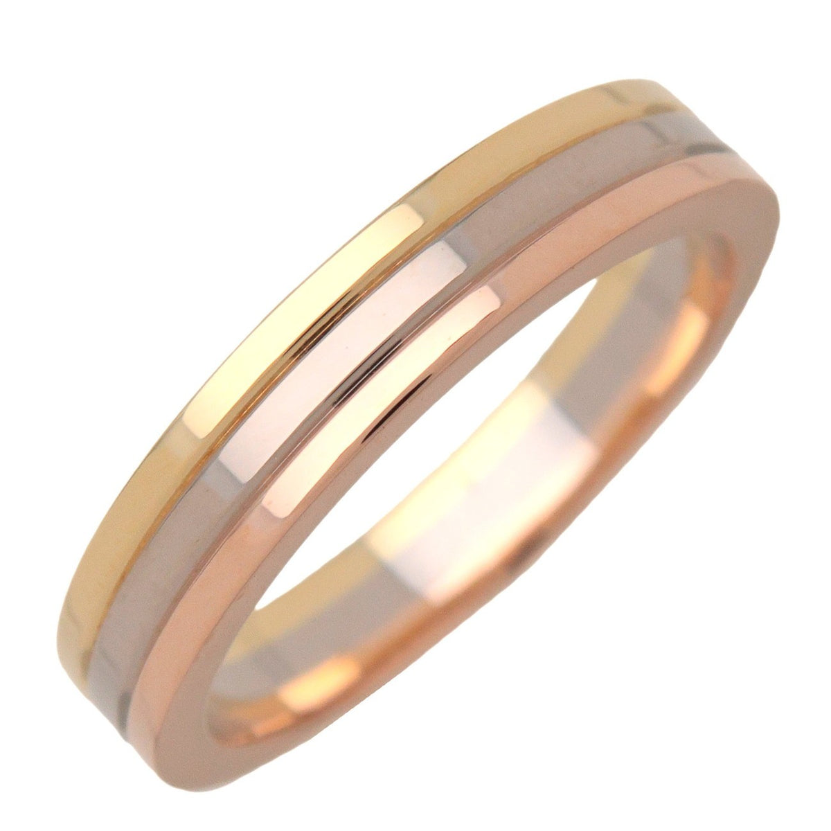 Cartier Vendome Louis Cartier Wedding Band 18K Tricolor Gold Multicolour Yellow_Gold Ring Jewelry (Pre-Owned)
