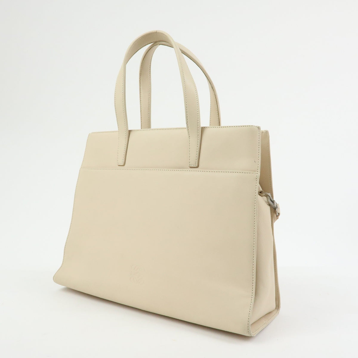 Loewe Anagram Leather Beige Leather Tote Bag Bag (Pre-Owned)