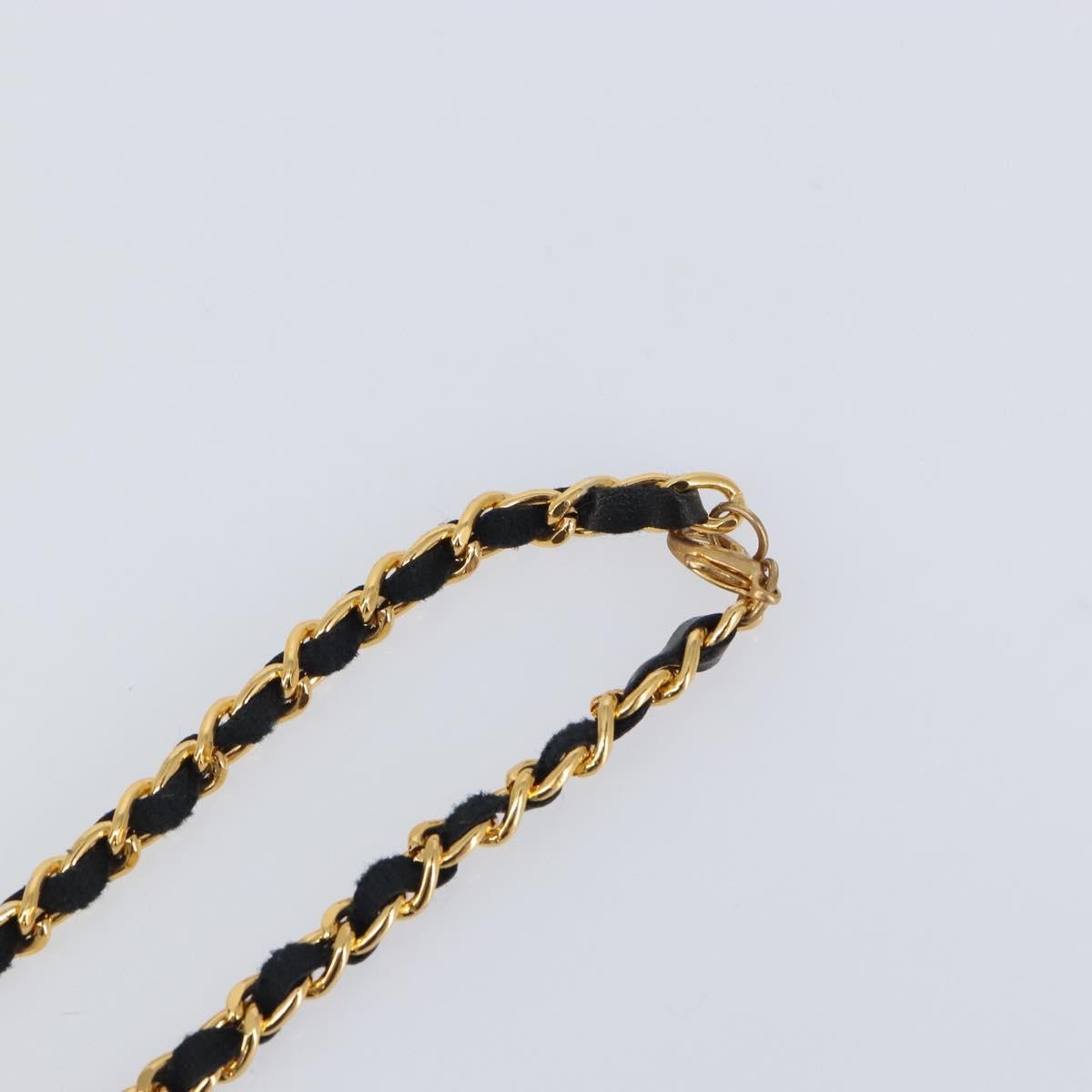 Chanel Cc Perfume Bottle Pendant Chain Long Metal With Leather, Crystals And Faux Pearl Gold Metal Necklace Jewelry (Pre-Owned)