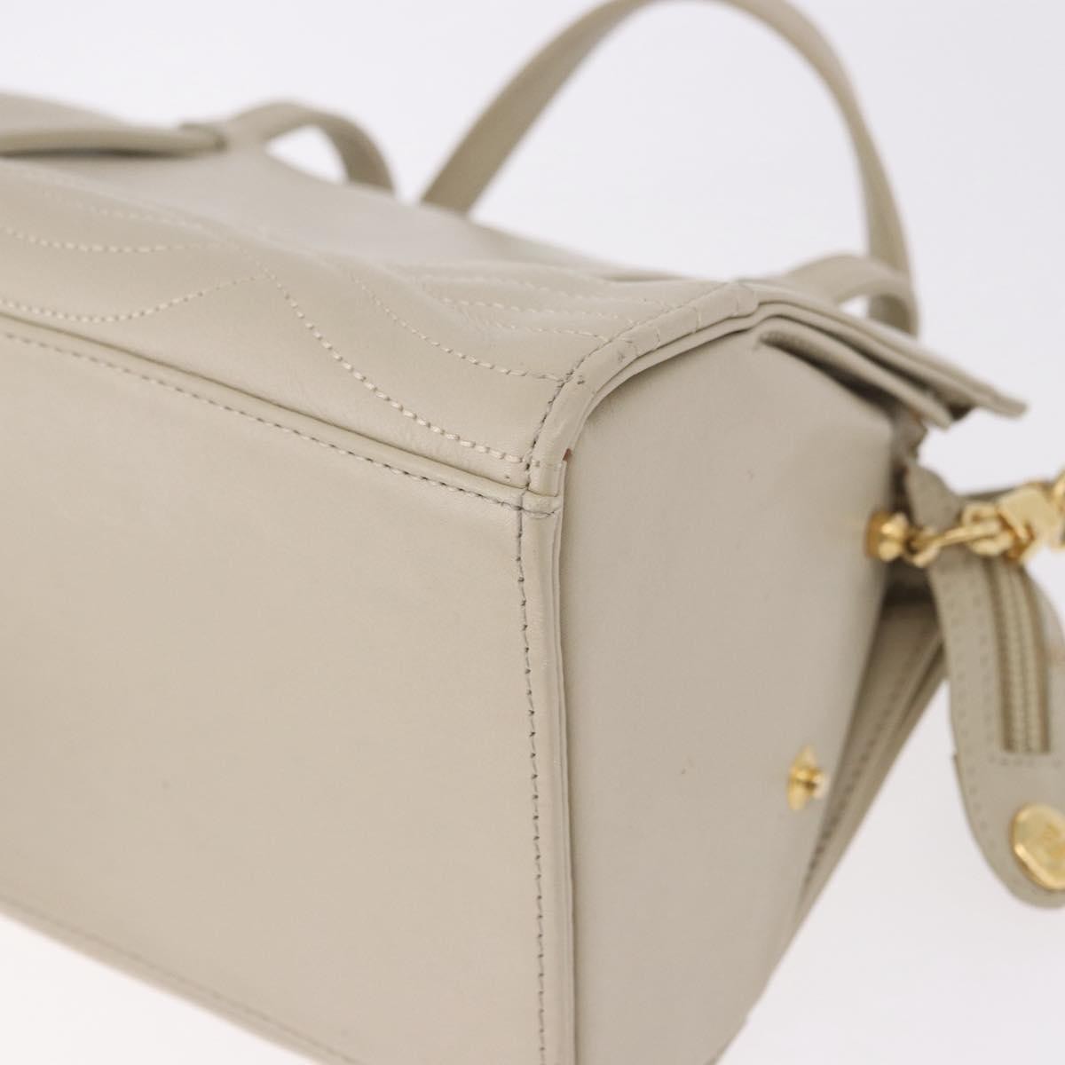 Fendi Vintage Handbag Leather Beige Leather Handbag (Pre-Owned)