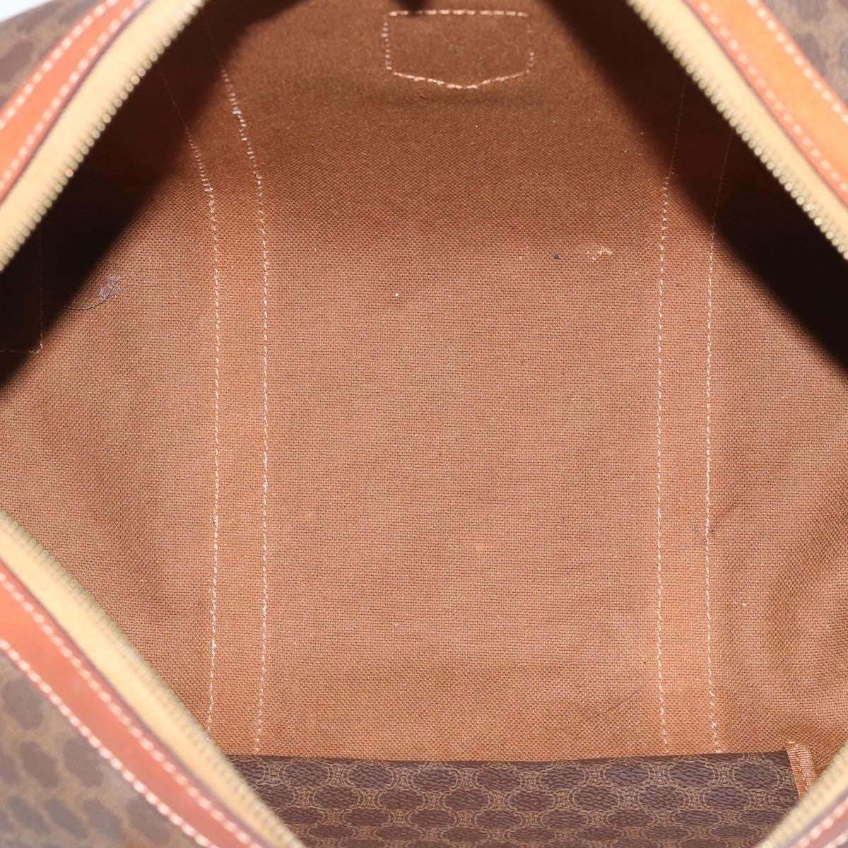 Celine Vintage Macadam Boston Canvas And Leather Brown Canvas Handbag (Pre-Owned)
