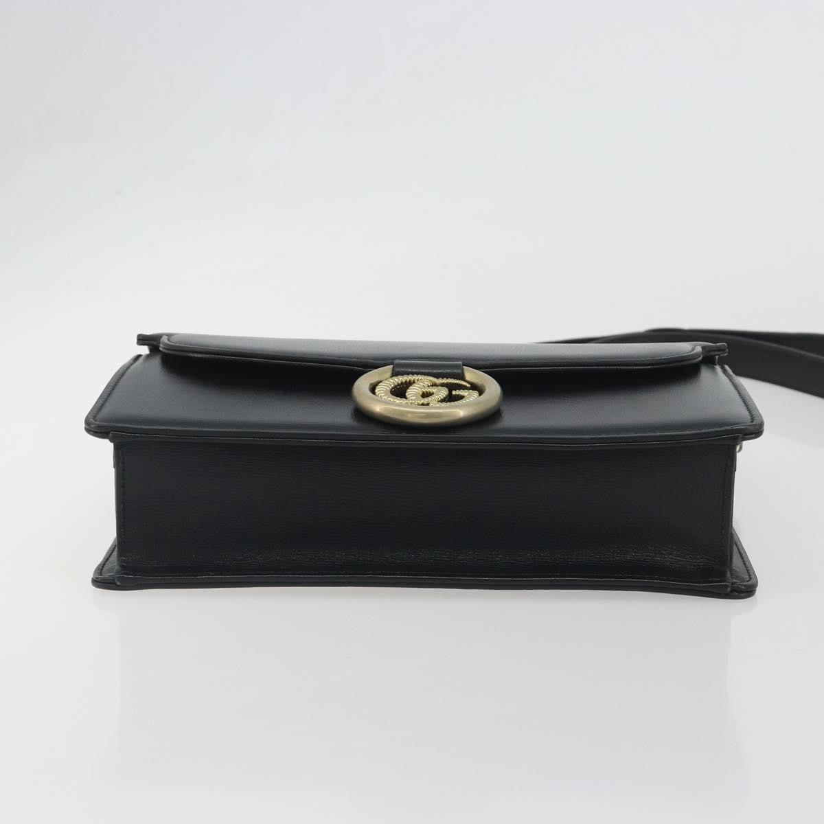 Gucci Gg Ring Leather Black Leather Shoulder Bag Bag (Pre-Owned)