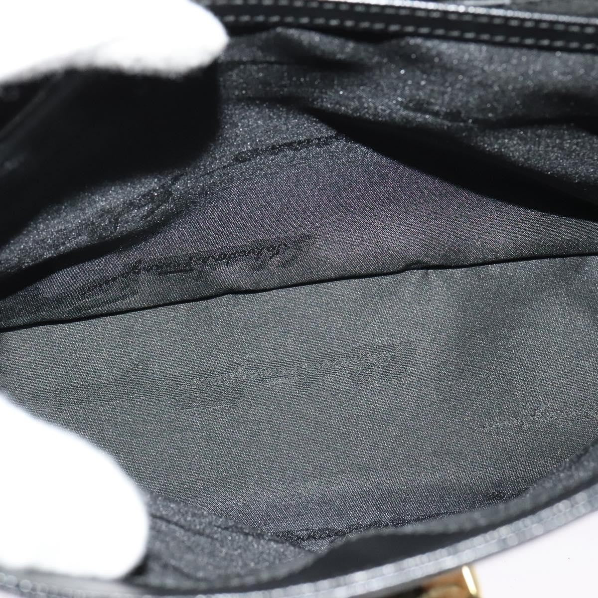 Salvatore Ferragamo Gancini Convertible Top Handle Leather Black Leather Handbag (Pre-Owned)