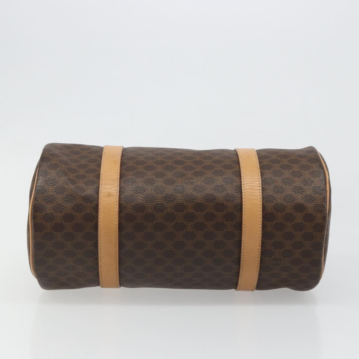 Celine Vintage Barrel Macadam Canvas & Leather Brown Pvc Handbag (Pre-Owned)