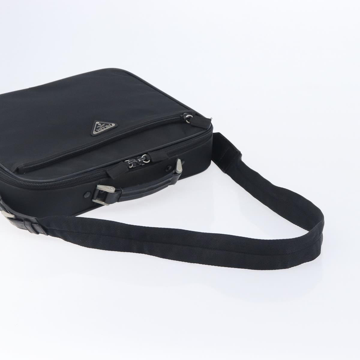 Prada Briefcase Tessuto And Saffiano Leather Black Nylon Briefcase Bag (Pre-Owned)