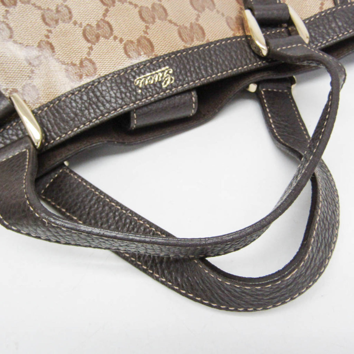 Gucci Abbey D-Ring Convertible Monogram Gg Crystal Beige Leather Handbag (Pre-Owned)