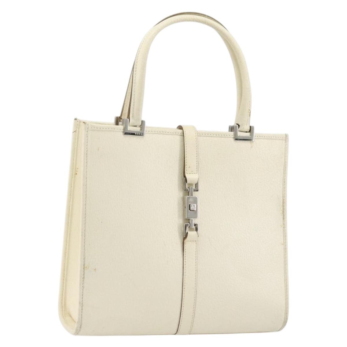 Gucci Vintage Jackie Leather Silver Leather Handbag (Pre-Owned)