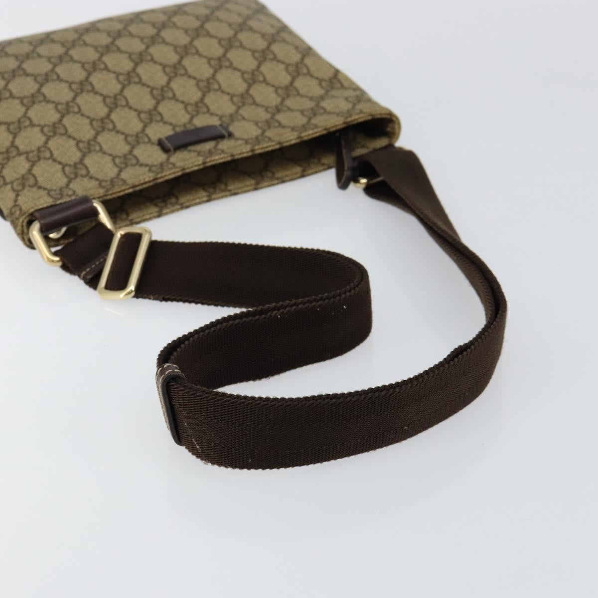 Gucci Flat Messenger Gg Canvas And Leather Beige Canvas Shoulder Bag Bag (Pre-Owned)