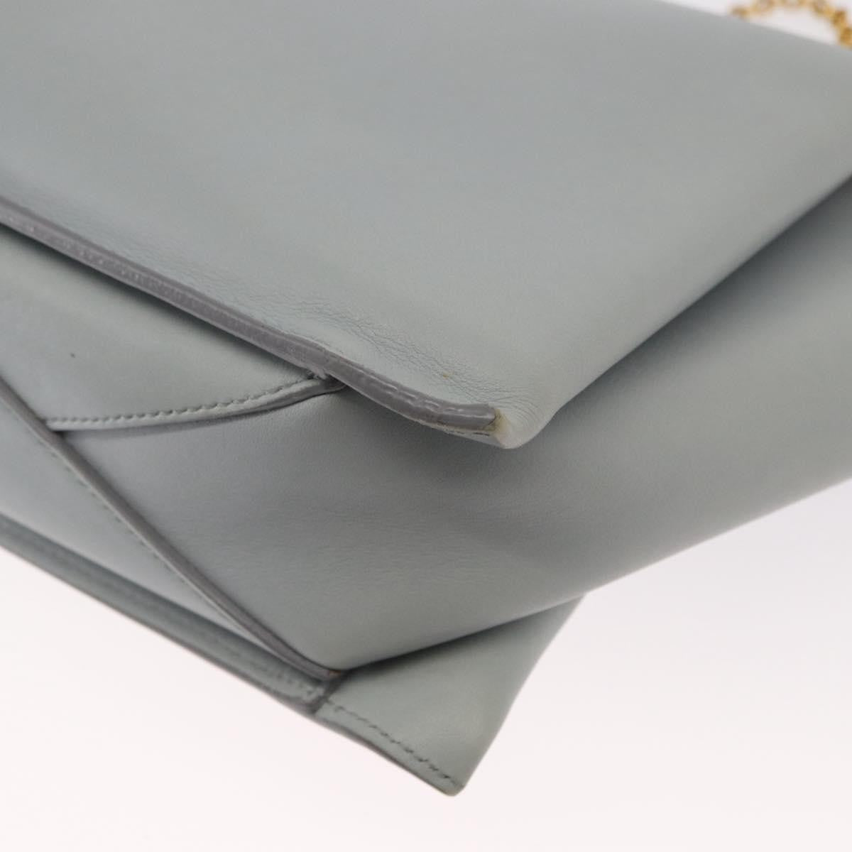 Celine Tri-Fold Clutch On Chain Smooth Leather Gray Leather Clutche & Pouche Bag (Pre-Owned)