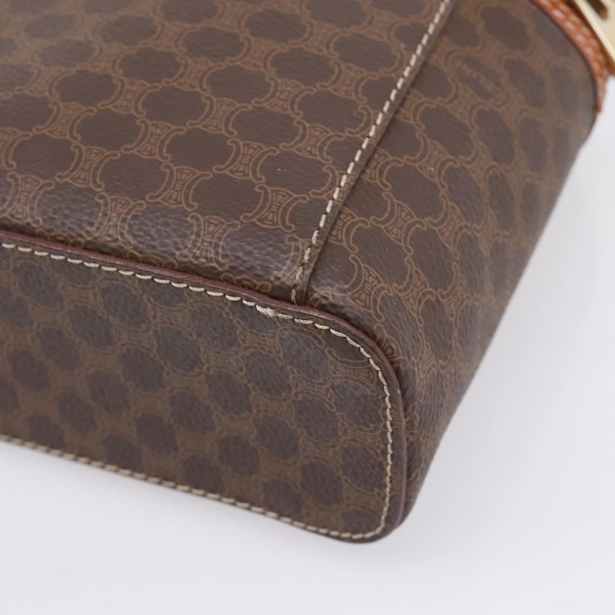 Celine Top Handle Vanity Box Triomphe Coated Canvas Brown Canvas Handbag (Pre-Owned)