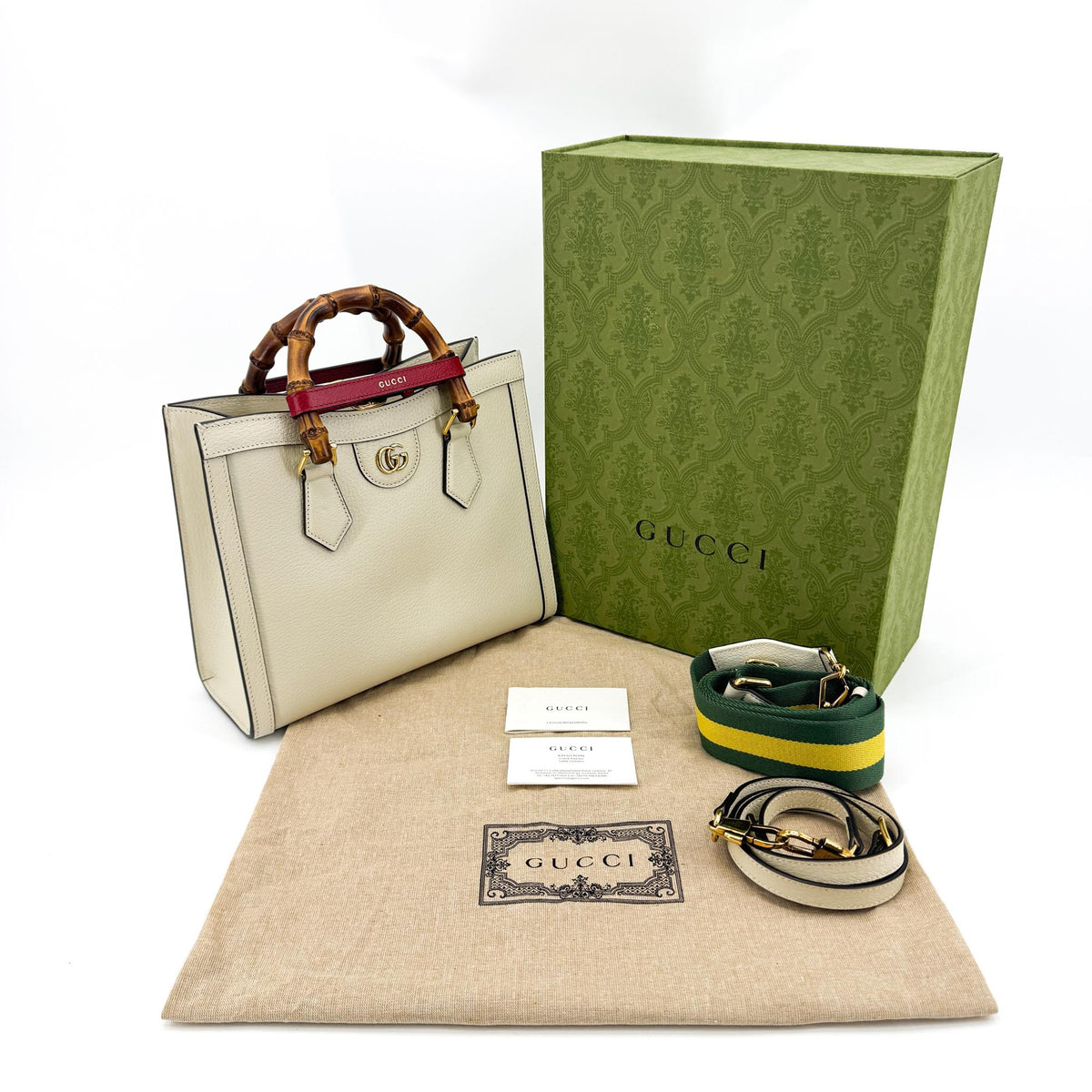 Gucci Diana Nm Bamboo Handle Leather White Leather Tote Bag Bag (Pre-Owned)