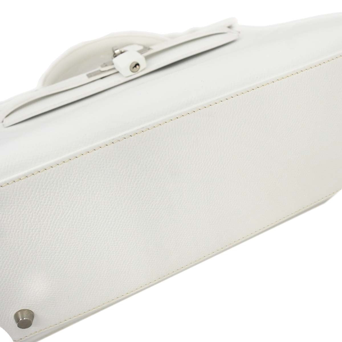 Hermes Kelly White Epsom With Palladium Hardware White Leather Handbag (Pre-Owned)