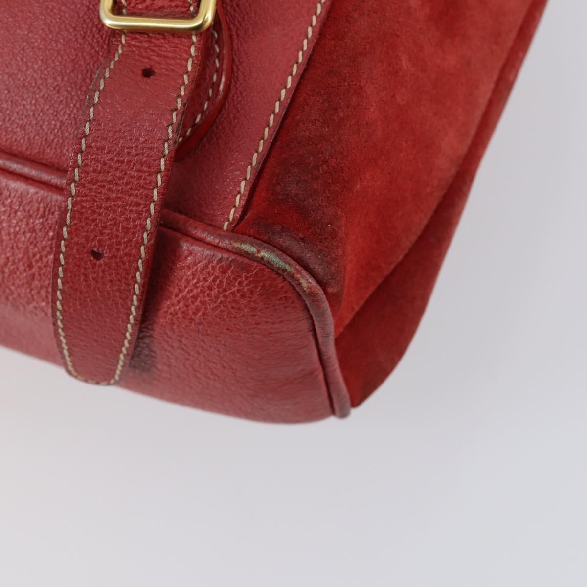 Gucci Vintage Bamboo Suede Red Suede Backpack Bag (Pre-Owned)