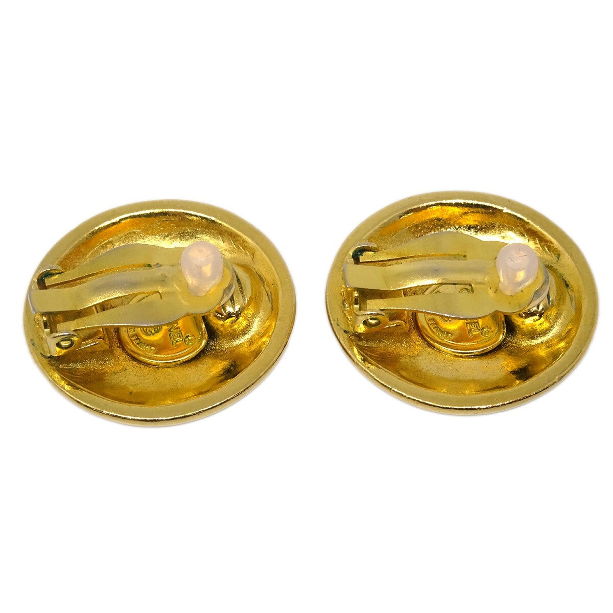 Chanel Cc Round Metal Gold Gold_Plated Earrings Jewelry (Pre-Owned)