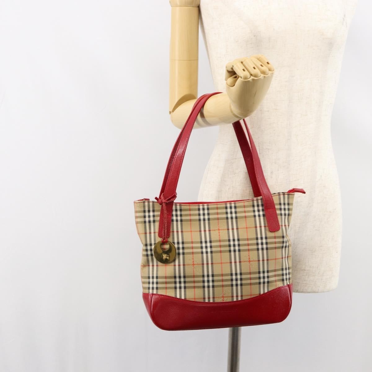 Burberry Nova Check Nova Check Canvas Beige Canvas Handbag (Pre-Owned)